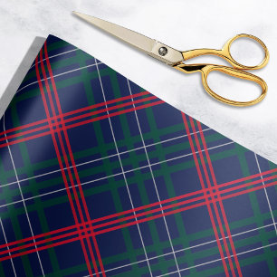 Elegantes Navy-Rot-Grün-Tartan-Karo-Fest Geschenkpapier