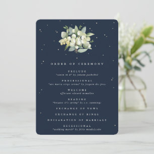 Elegantes Navy-Schneeberry+Eukalyptus-Blumenstrauß Programm