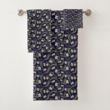 Elegantes Navy- und Beige Classic Floral Muster