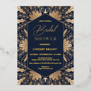 Elegantes Navy und echtes Goldfolien-Script-Schrif Folieneinladung