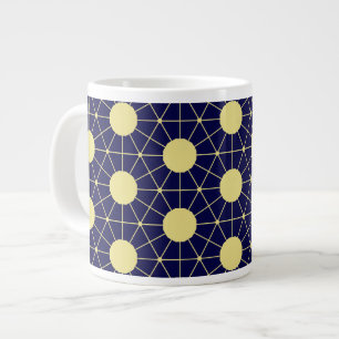 Elegantes Navy- und Gold-Geometrie-Kachel-Muster Jumbo-Tasse