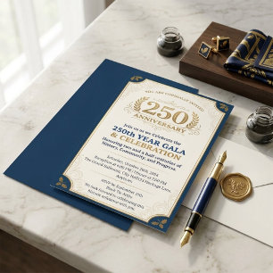 Elegantes Navy- und Gold-Jubiläumsgala zum 250. Ge Einladung
