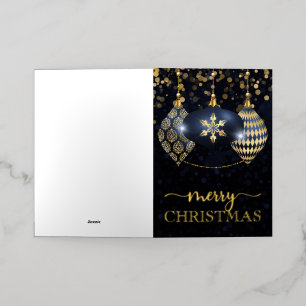 Elegantes Navy- und Gold-Kugeln Frohe Weihnachten