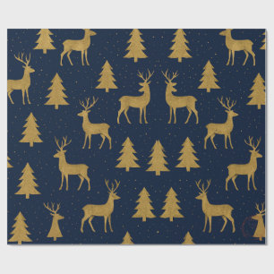 Elegantes Navy- und Gold-Rentier-Weihnachtspapier Geschenkpapier