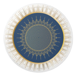 Elegantes Navy und Gold Sonnenstrahl Keramikknauf