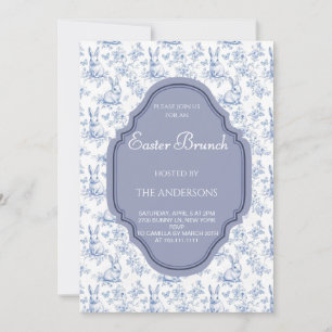 Elegantes Navy Vintag Toile Osterfest Einladung