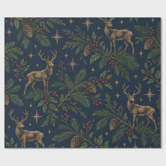 Elegantes Navy-Waldhirsch-Weihnachtspapier Geschenkpapier