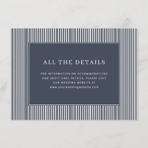 Elegantes, navyblau gestreiftes Minimalistdesign Begleitkarte