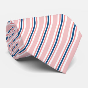 Elegantes Navyblau Hellrosa Streifenmuster Krawatte