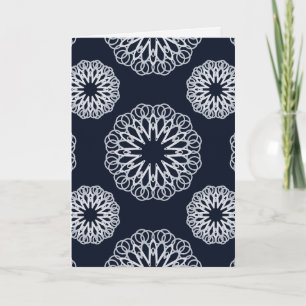 Elegantes Navyblau- und Weiß-Mandala-Muster Karte