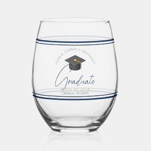 Elegantes navyblaues Abschluss-Andenken-Geschenk Weinglas Ohne Stiel