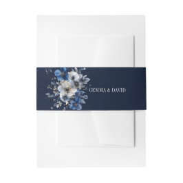 Elegantes navyblaues Blumenmuster Einladungsbanderole