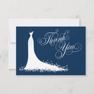 Elegantes navyblaues Hochzeitskleid Brautparty Dankeskarte