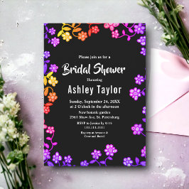 Elegantes Neon Colors Rose Blumenmuster Brautparty Einladung