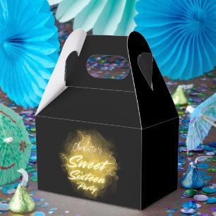 Elegantes Neon Gold Schwarzes Retro Sweet 16. Gebu Geschenkschachtel