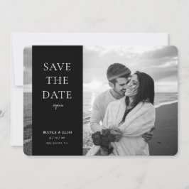 Elegantes neues Datum Modernes Skript-Foto Schwarz Save The Date