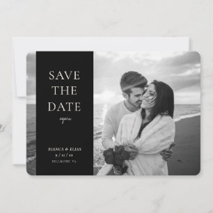 Elegantes neues Datum Modernes Skript-Foto Schwarz Save The Date