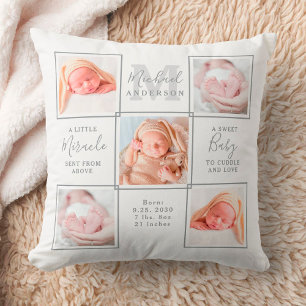 Elegantes Neugeborenes Personalisiert 5 Fotomateri Kissen