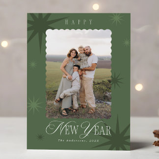 Elegantes Neujahrsfoto auf grüner Karte