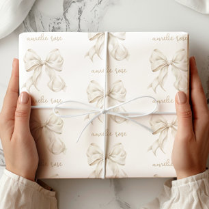 Elegantes Neutral Bow Wrapping Paper Geschenkpapier