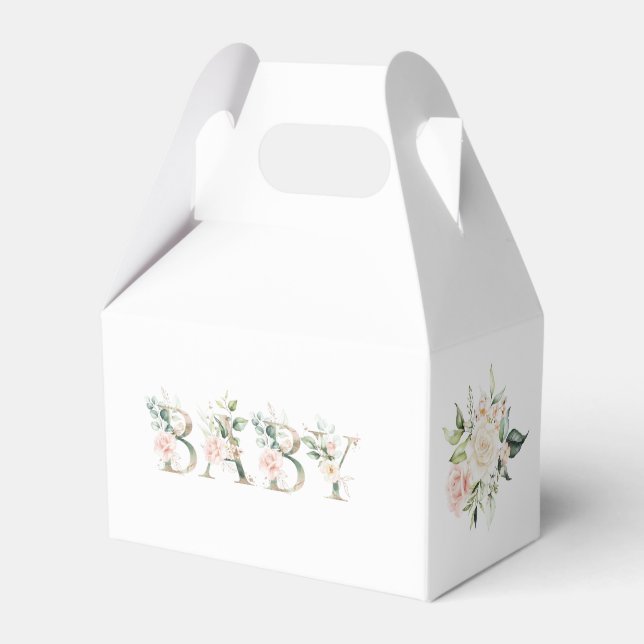 Elegantes, neutrales Baby-Duschbad für das Blumeng Geschenkschachtel (Vorderseite)