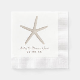 Elegantes neutrales Beige-Hochzeitmongramm Serviette