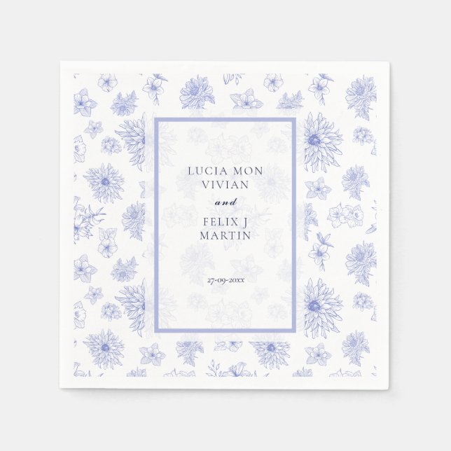 Elegantes, neutrales blaues Schattenblumenfest Serviette (Vorderseite)
