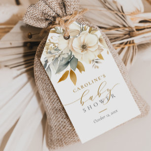 Elegantes neutrales Blumenbaby in der Blütendusche Geschenkanhänger