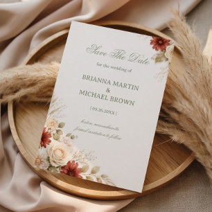Elegantes neutrales florales Soft Save The Date