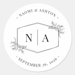 Elegantes neutrales Hochzeitmonogramm Runder Aufkleber