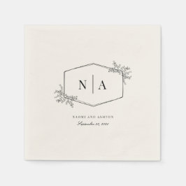 Elegantes neutrales Hochzeitmonogramm Serviette
