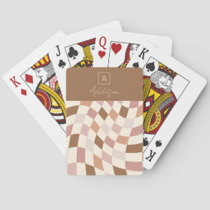 Elegantes neutrales kariertes personalisiertes Mon Spielkarten