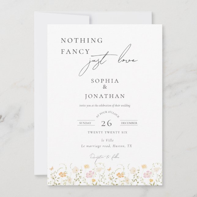 Elegantes Nichts Extravagantes Hochzeitsgeschenk Einladung (Vorderseite)