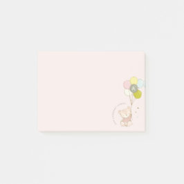 Elegantes Niedlich Blush Bärenballon Girly Monogra Post-it Klebezettel