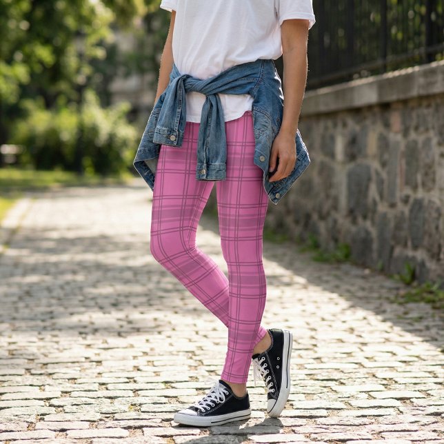Elegantes Niedlich rosa Tartan Kariertes Muster Leggings (Von Creator hochgeladen)