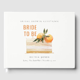 Elegantes Niedliches Boho Orange Fruit Cake Brautp Gästebuch