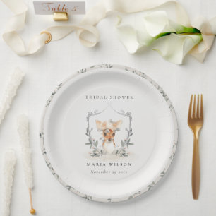 Elegantes Niedliches Brautparty von Dusky Deer Flo Pappteller