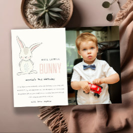 Elegantes Niedliches Bunny Pink Blush Kinder Foto  Dankeskarte