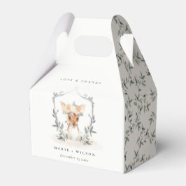 Elegantes Niedliches Dusky Deer Floral Wappen Hoch Geschenkschachtel