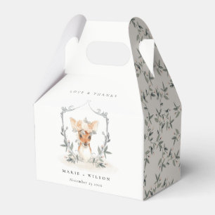 Elegantes Niedliches Dusky Deer Floral Wappen Hoch Geschenkschachtel