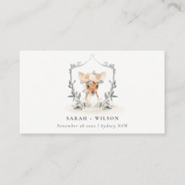 Elegantes Niedliches Dusky Deer Floral Wappen Hoch Platzkarte