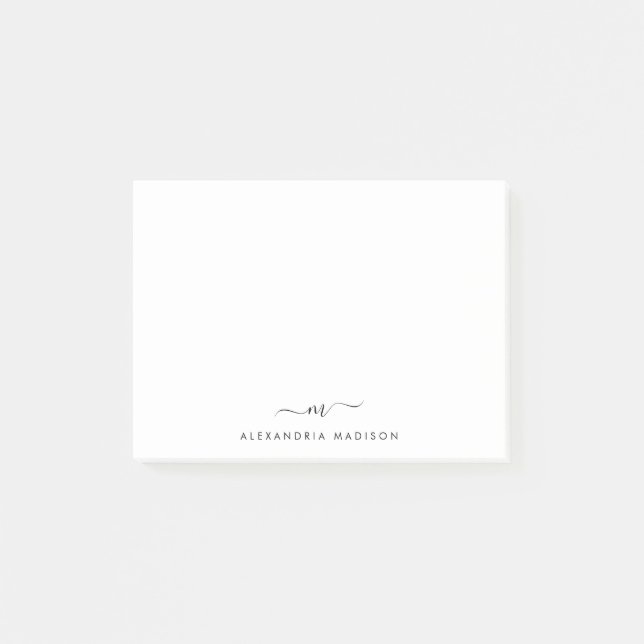 Elegantes, Niedliches Girly Script Monogram Office Post-it Klebezettel (Vorderseite)