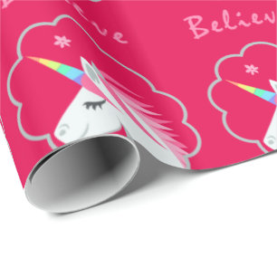 elegantes niedliches glauben an Unicorns emoji Geschenkpapier