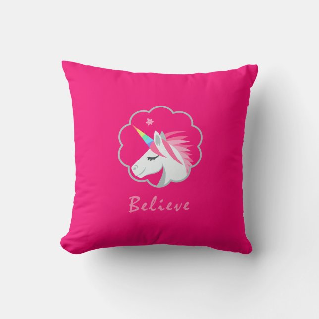 elegantes niedliches glauben an Unicorns emoji Kissen (Vorderseite)
