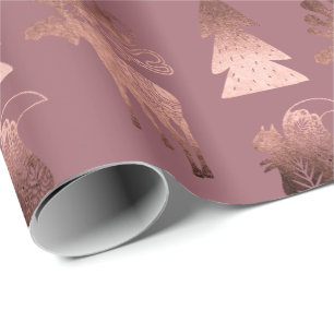 Elegantes niedliches Kupfergold-Rose Weihnachtsmus Geschenkpapier