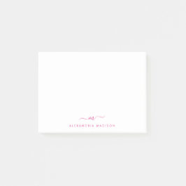 Elegantes Niedliches Magenta Pink Monogram Office Post-it Klebezettel