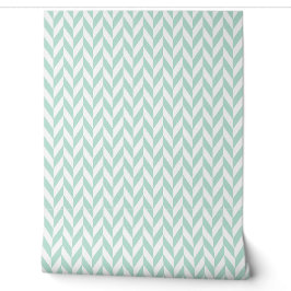 Elegantes Niedliches Mint Green Herringbone-Muster Tapete