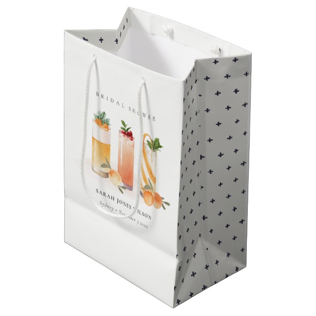 Elegantes Niedliches Obstcocktail Orange Brautpart Mittlere Geschenktüte (Vorderseite Schrägansicht)