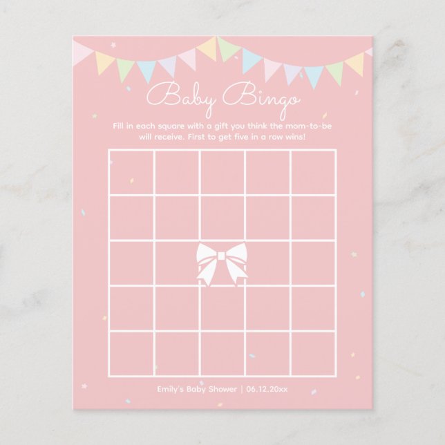 Elegantes Niedliches Pink Bow Girl Baby Shower Bin (Vorderseite)