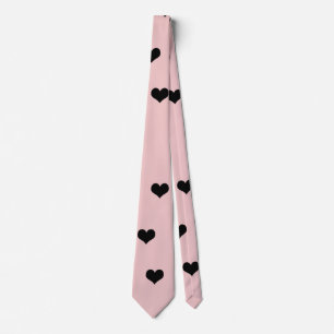 Elegantes niedliches Schwarz-Weiß-rosa Herzmuster Krawatte